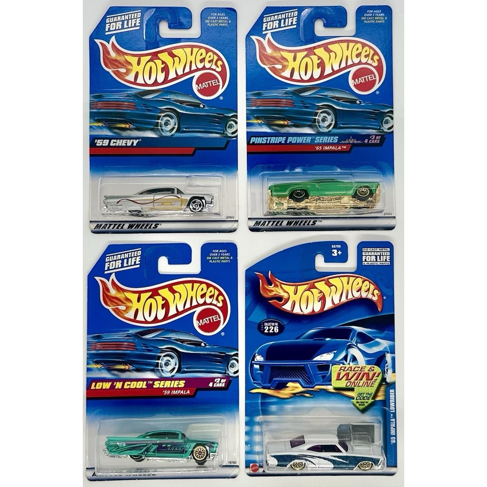 Hot Wheels Lot of 4 Chevy Impala '59 '65 Lowriders Low 'N Cool Pinstripe Power